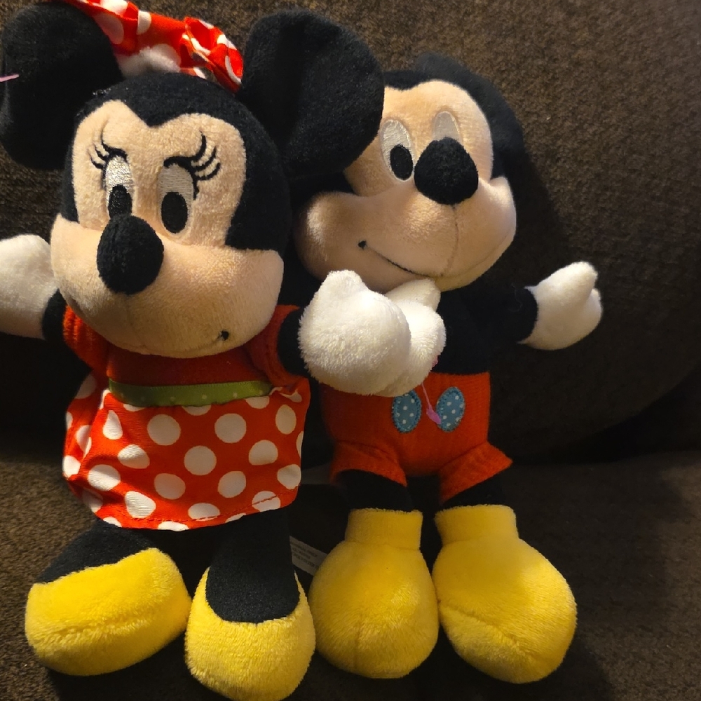 Disney Mickey and Minnie Plush Duo - Black, Red, Yellow